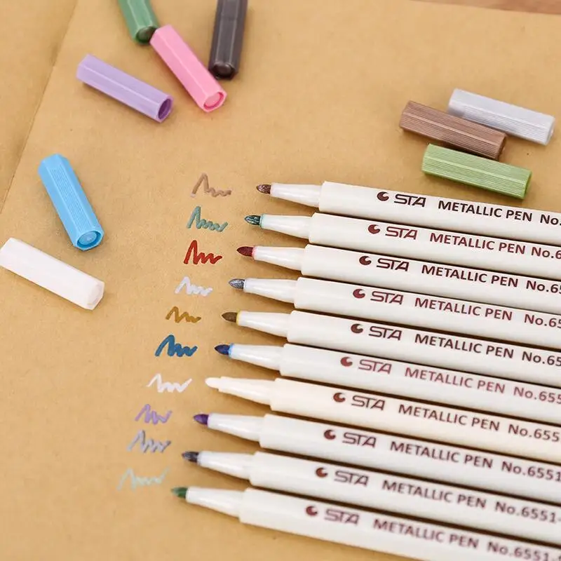 

Металлический маркер, ручка «сделай сам» для скрапбукинга, рукоделия, создания открыток, кисть, круглая головка, художественная ручка, фотоальбом, рисование, канцелярские принадлежности для офиса