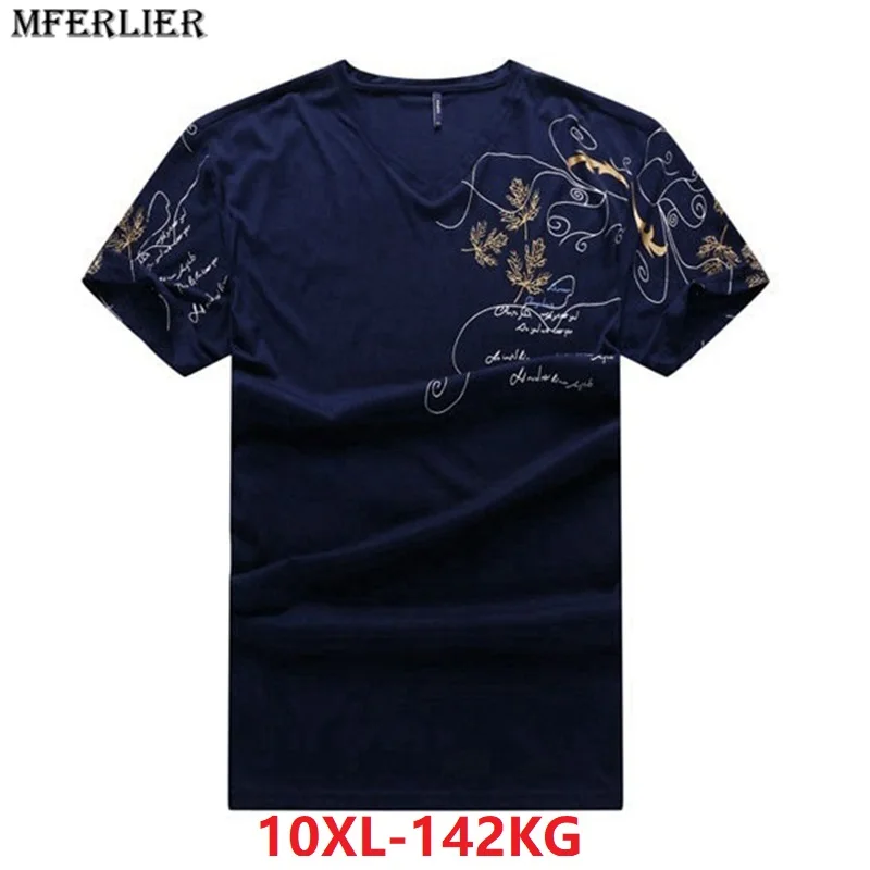 MFERLIER летние большие размеры большой 6XL 7XL мужчин 8XL футболка 9XL печати