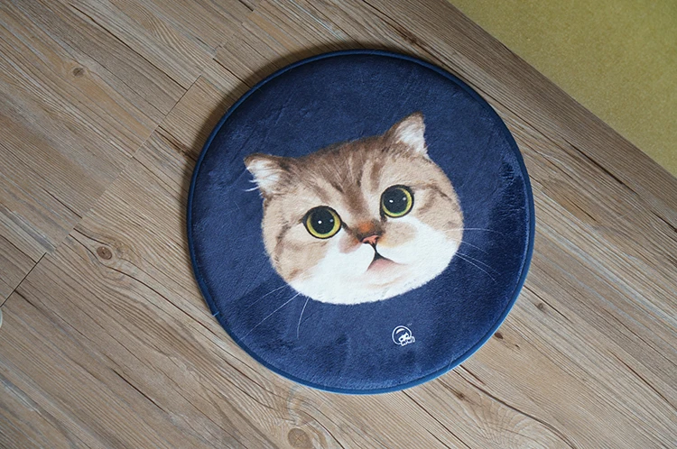 Welcome round floor mats cartoon cushion cute cat face printed carpets soormats for kitchen bathroom living room snti-slip pad | Дом и сад