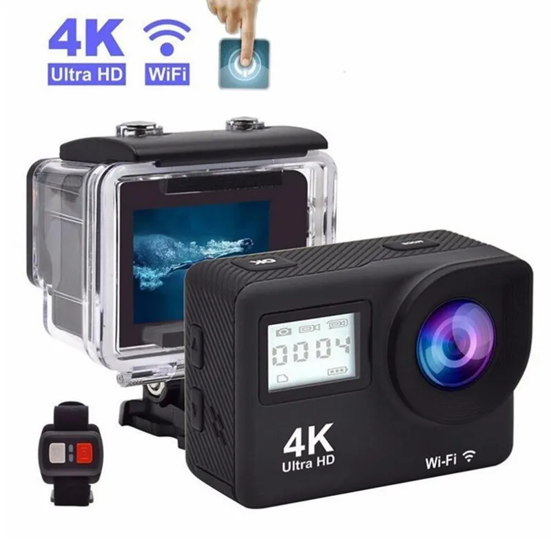 Экшн-камера 4K WiFi 2," Подводный Водонепроницаемый шлем видео запись камера s Спортивная камера с дистанционным управлением видеокамера - Цвет: Черный