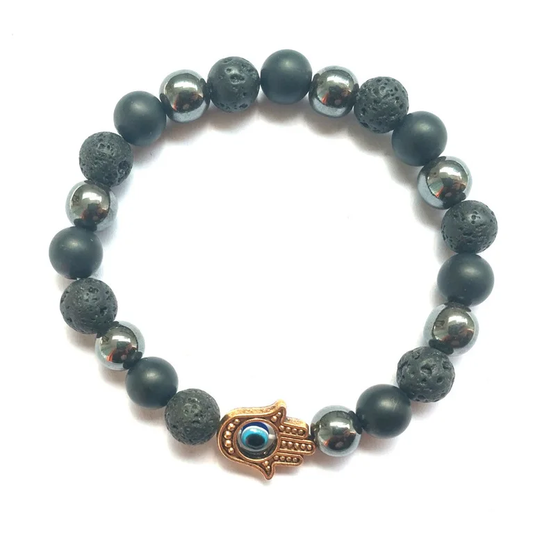 Браслет сглаза и ладонь из гематита 8 мм|Плетеные браслеты| |