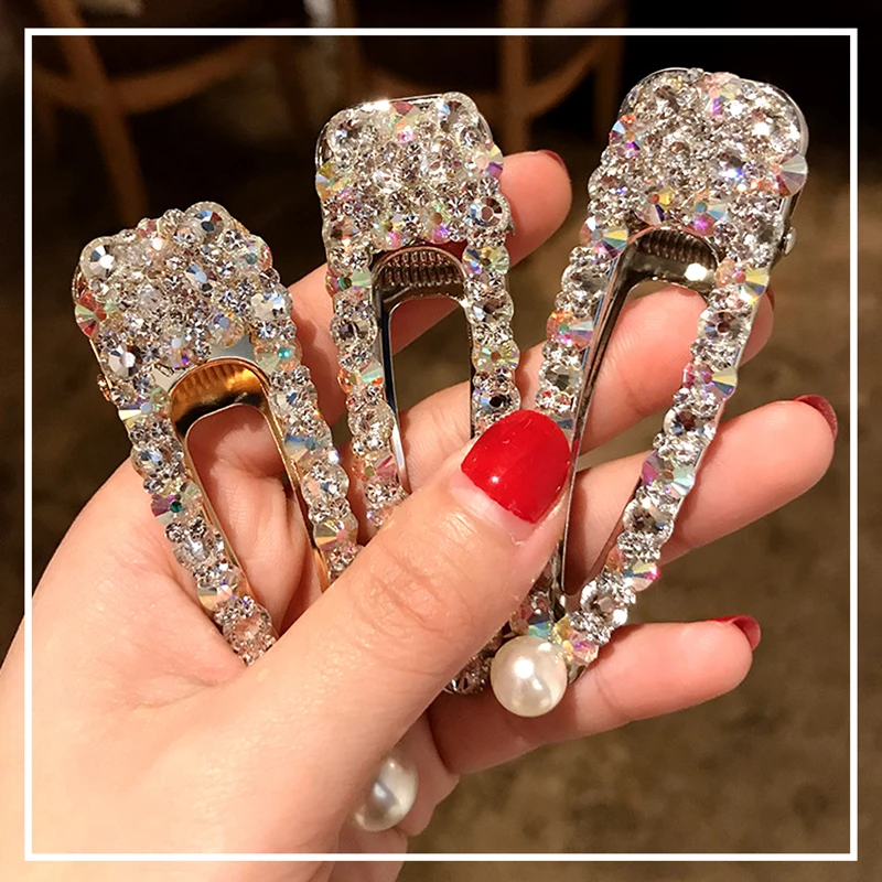 Роскошные аксессуары для волос Блестящие кристаллы Alligotor заколки Горячая