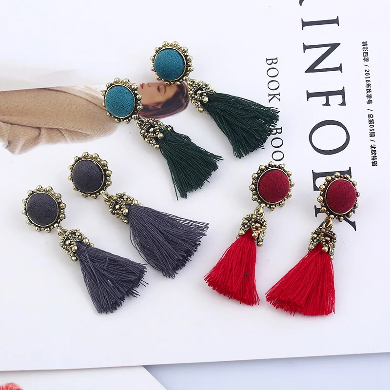 Женские серьги с кисточками LZHLQ винтажные подвески из сплава геометрическим