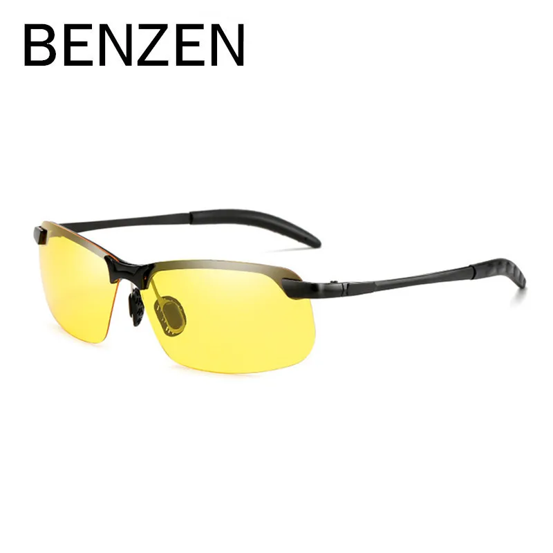 Gun Yellow BENZEN, фотохромные солнцезащитные очки, мужские, поляризационные, Обесцвечивающие, солнцезащитные очки для мужчин, без оправы, квадратные, автомобильные солнцезащитные очки для вождения, оттенки - Цвет линз: Gun Yellow