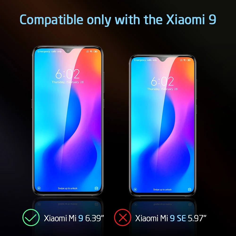 2 шт./лот ESR экран Prorector для Xiaomi Mi 9 закаленное стекло 3D полное покрытие телефона Защитная пленка для Xiaomi Mi 9