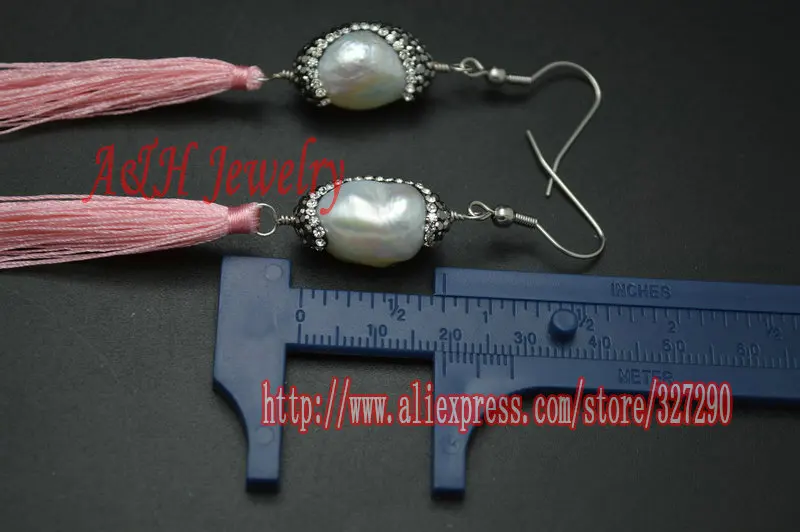 

5Pairs Pink Tassel Natural Freshwater Pearls Earrings Fashion Women Party Jewelry Handmade Christmas Gift Can Custom-made