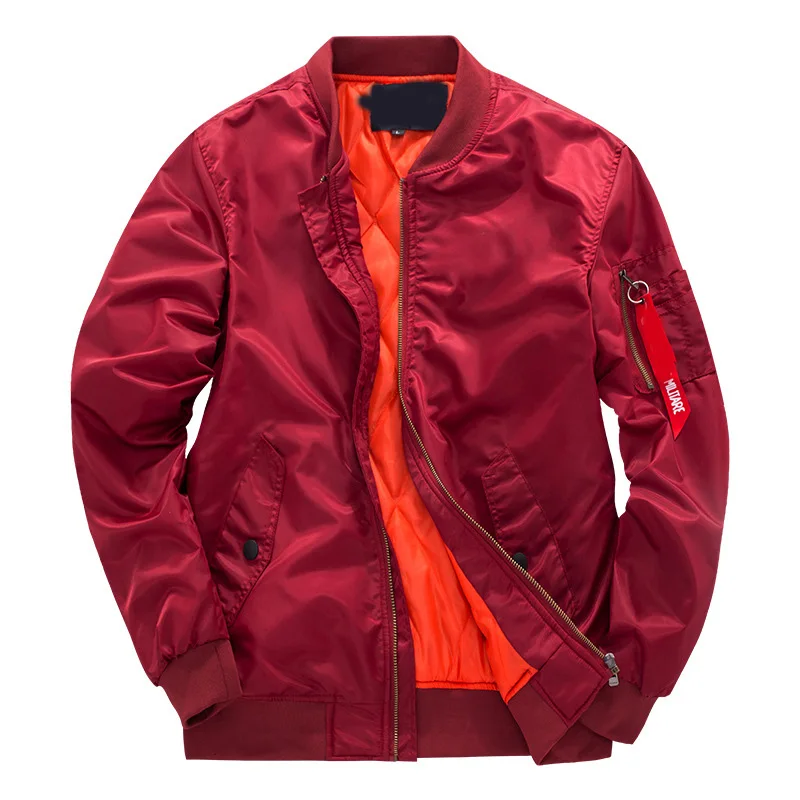 

MA1 Long Sleeve Bomber Jacket Men Autumn Winter Zipper Color Block Basic Coats Mens Short Jacket Outwear