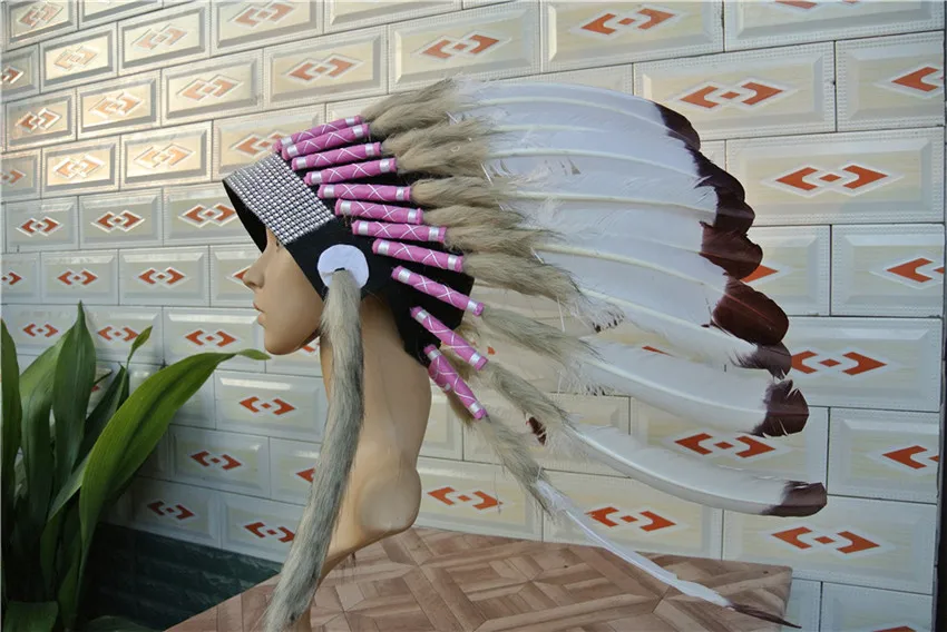 Головной убор с перьями 21 дюйм серебряной лентой головной товары для Хэллоуина и