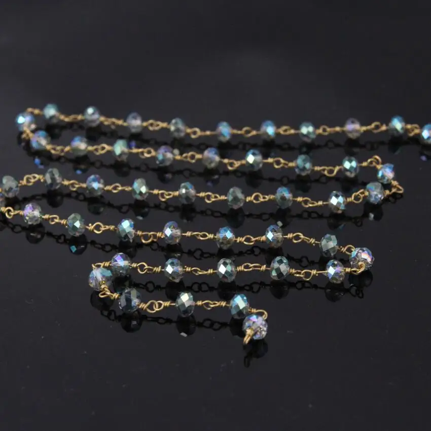 5 метров AB титановые синие стеклянные четки цепи граненые круглые бусины с