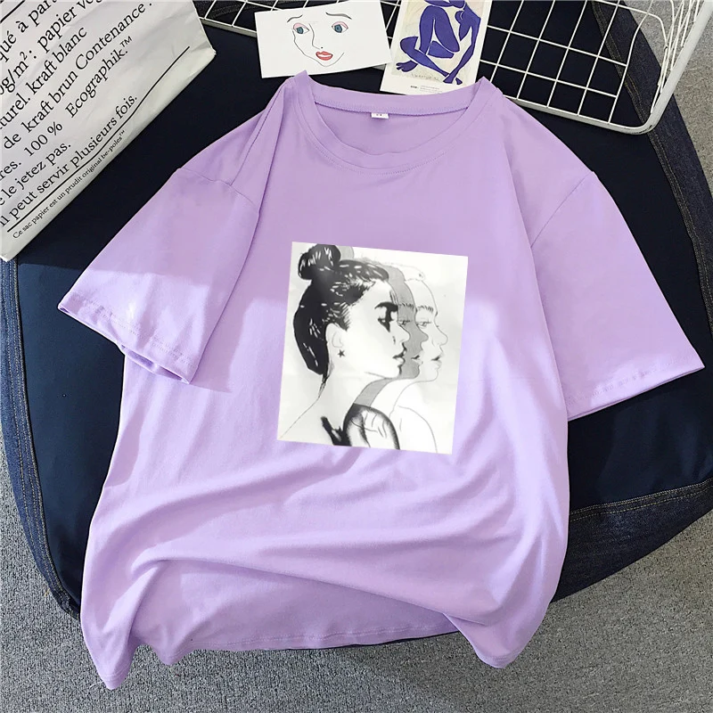 2019 летняя новая женская футболка с короткими рукавами портретная рубашка