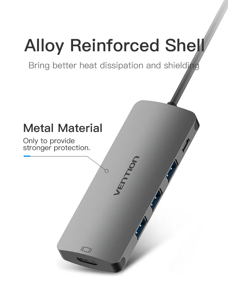 Vention USB C концентратор USB-C HDMI type C PD 3 USB 3,0 разветвитель адаптер для MacBook samsung Galaxy S9/S8/S8+ mate 10 концентратор USB type C