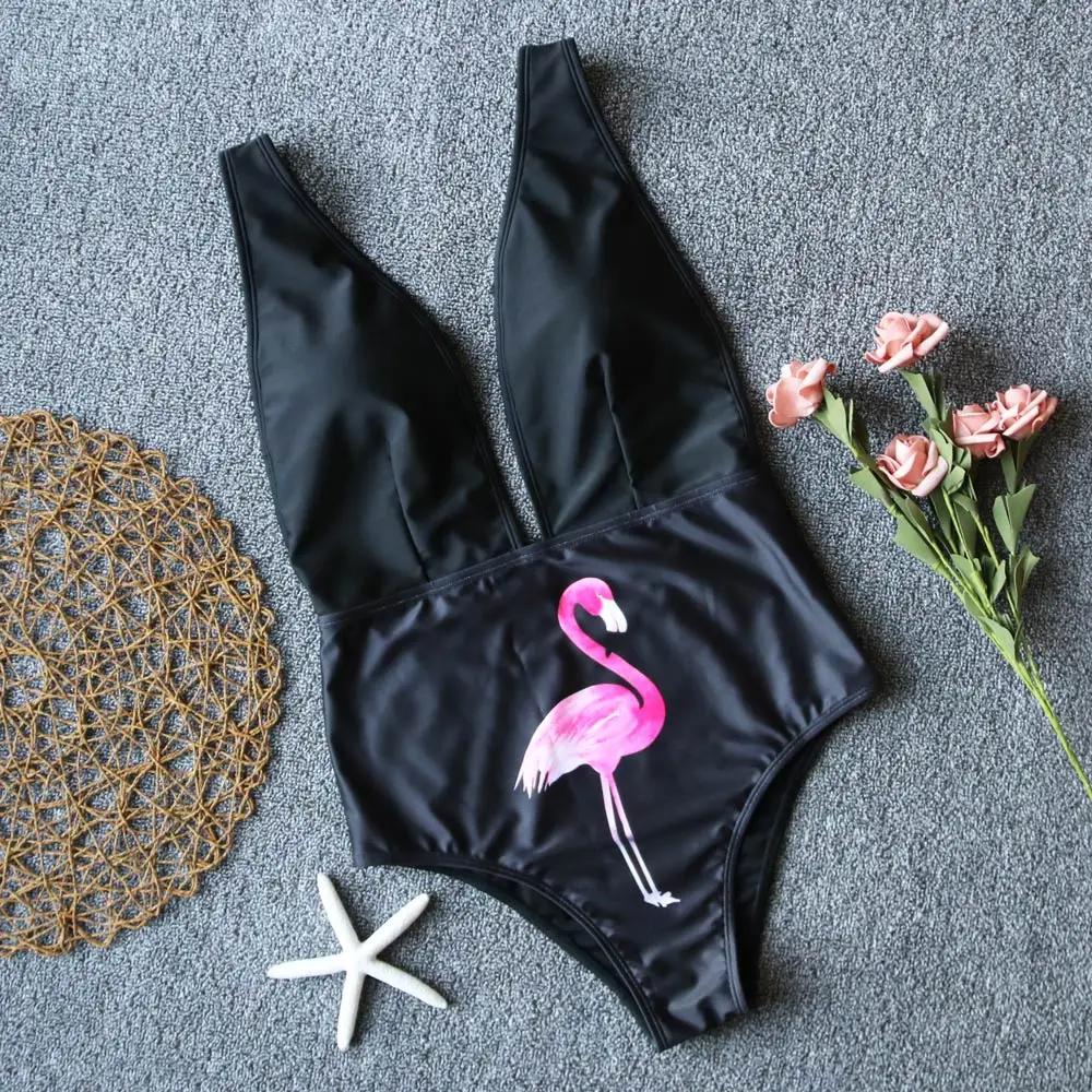 2019 Swimsuit Women One Piece Swimwear Female Girls Sexy Print Beachwear Bathing Suit Summer Maillot De Bain Femme Monokini Swim | Спорт и