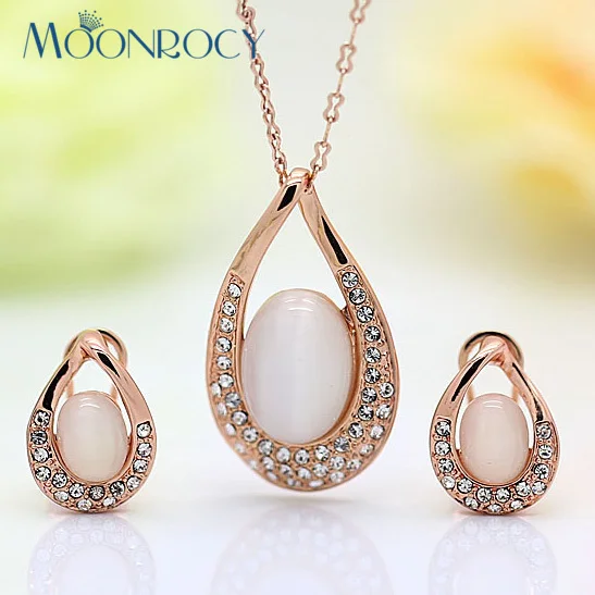 Moonrocy Бесплатная доставка Модные прозрачные Цепочки и ожерелья Серьги комплект