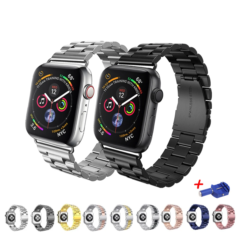 Ремешок из нержавеющей стали для apple watch band 44 мм iwatch 42 40 correa 38 ремешок часов