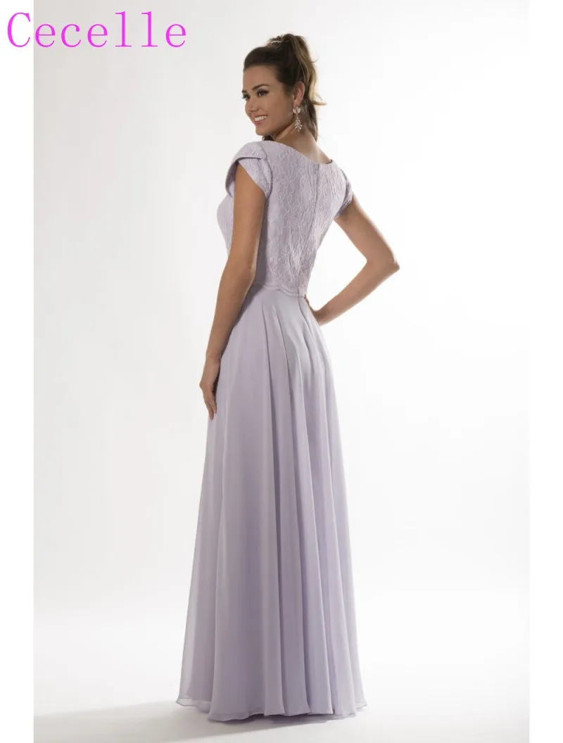 2019 сиреневое кружевное шифоновое длинное скромные платья для подружки невесты с