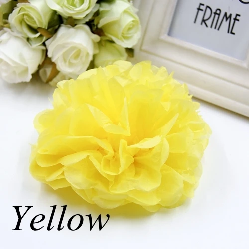20pcs 4"6''(10/15cm)Tissue Paper Pom Poms Wedding Decorative Props Flower Kissing Pompom Ball for Wedding party home Decoration - Цвет: Цвет: желтый