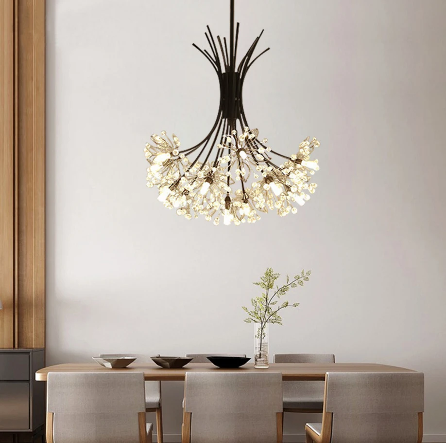 Modern LED chandelier lighting for living room bedroom fixtures dining Black golden pendant lamps crystal hanging lights | Лампы и