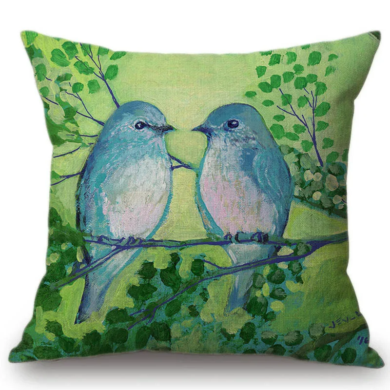 Декоративная подушка для дома с изображением животных кошек совы лисы леса