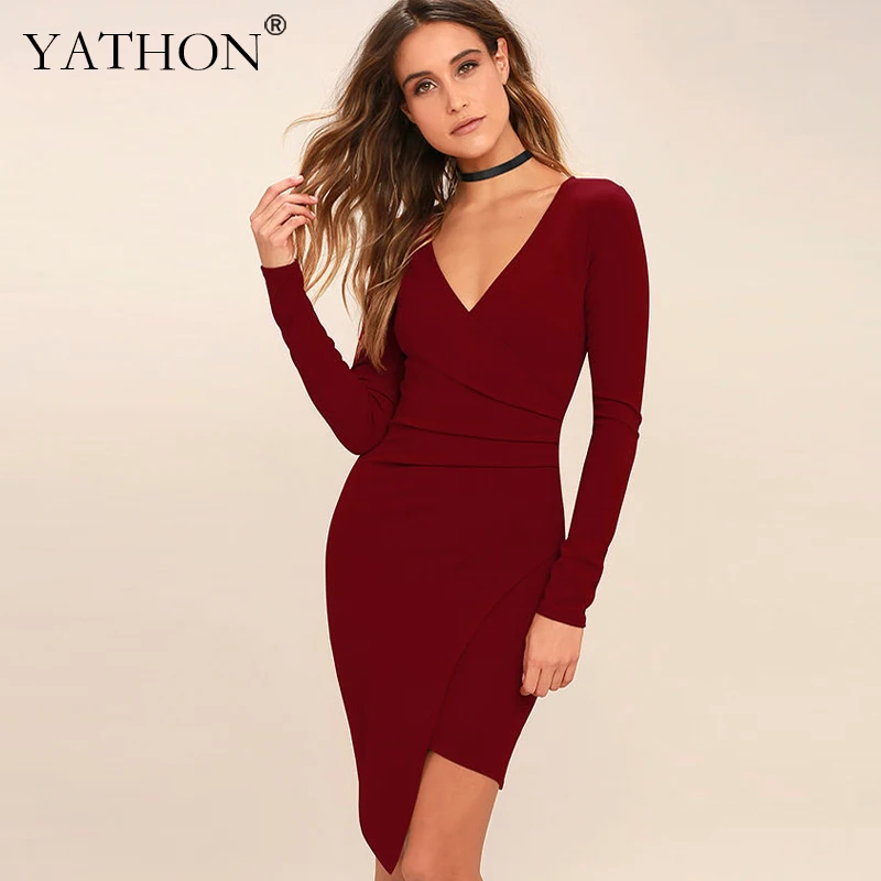 Yathon женские Повседневное коктейльное вечерние Bodycon Платья для женщин Элегантный