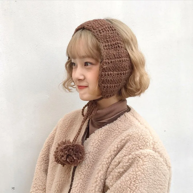 Высококачественные женские модные новые зимние вязаные наушники 2018 теплые