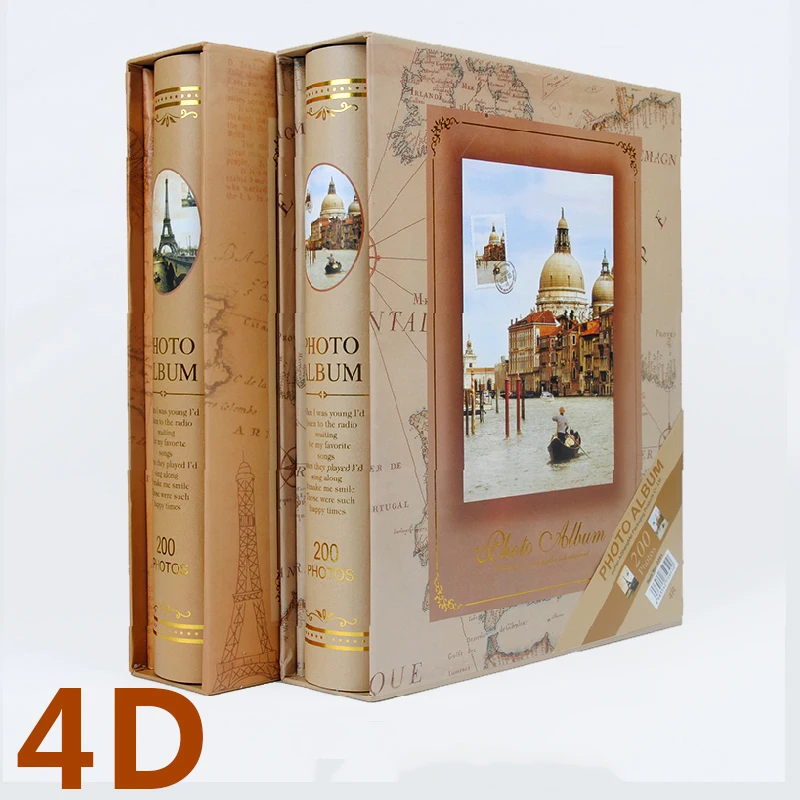 Ретро фотоальбом 4D 6 дюймов 200 коробок Фотоальбом детский рост семья свадебные