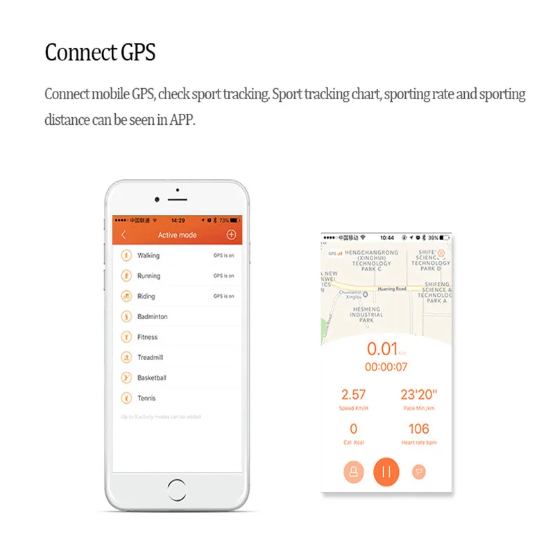 ID107 HR плюс GPS смарт-браслет сердечного ритма Мониторы шагомер группы Bluetooth Фитнес