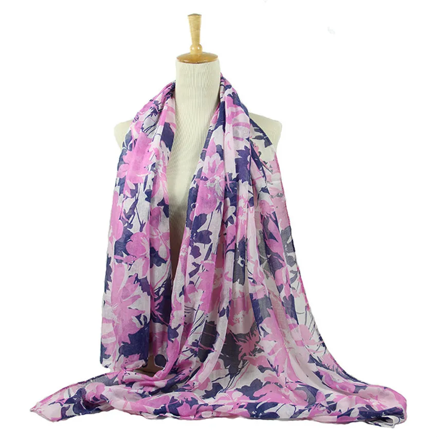 Осенне зимняя Цветочная вискозная шаль в стиле ретро шарф с принтом длинный