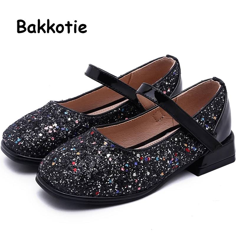 Bakkotie/черные модельные туфли для маленьких девочек модная блестящая обувь Mary Jane