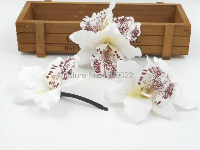 

3pcs/lot Wedding White Orchid Hair Clips Flower Accessories Ladies for Dresses Brides Bridal Headpiece Festival Prom Headdress