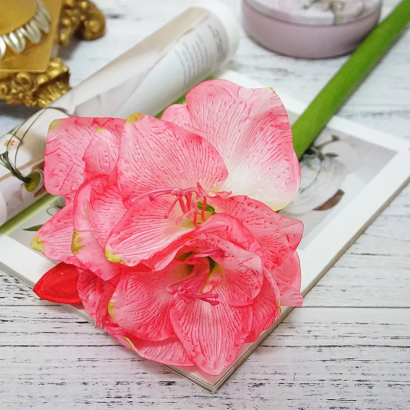 

Artificial Amaryllis flower branch fleurs artificielles for home table wedding decoration fake silk flowers Hippeastrum flores