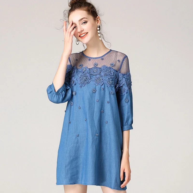 Женское платье из джинсовой ткани повседневное длинное большого размера 5xl с