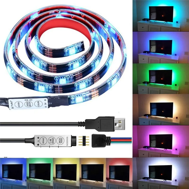 DC5V RGB светильник для ТВ фоновая лампа 1 м 2 водонепроницаемый Светодиодный s кухни