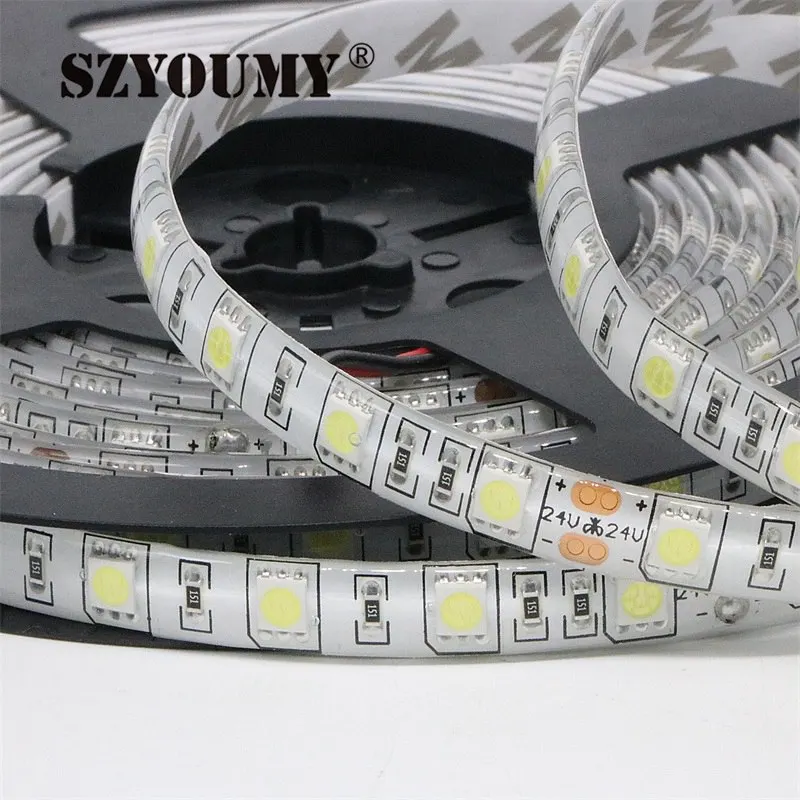 SZYOUMY 100 метров Высококачественная Светодиодная лента 5050 SMD 24 В гибсветильник 60