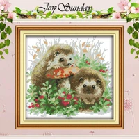 hedgehog and mushroom counted cross stitch 11ct 14ct cross stitch set wholesale animal cross stitch kits embroidery needlework