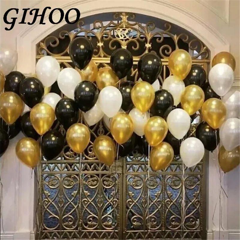 30 шт./лот 10 дюймов Тиффани золото черный латекс гелиевые шары Свадьба День рождения детский душ вечерние принадлежности для декора детские игрушки Air lobos