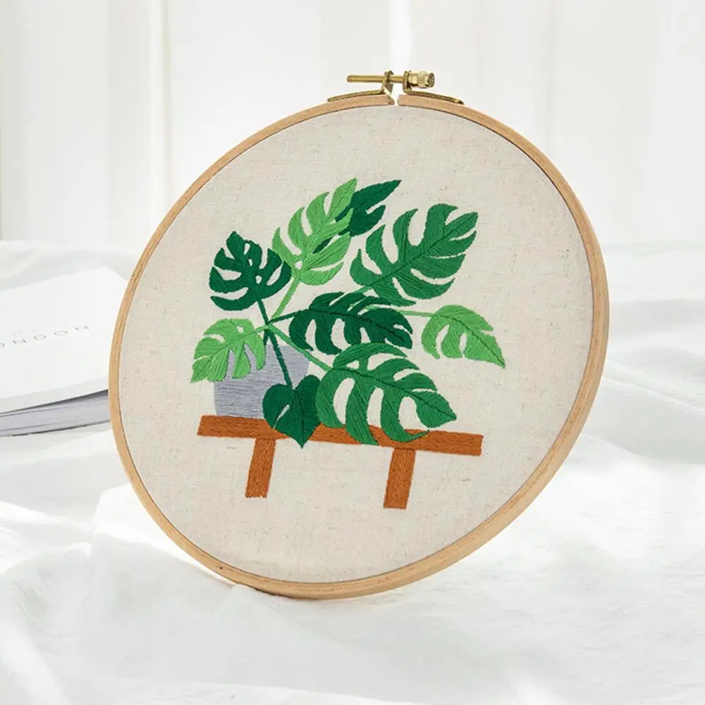 Современные DIY Вышивка завод Monstera кактус рукоделие крестиком набор хлопок вышивка живопись обруч домашний декор