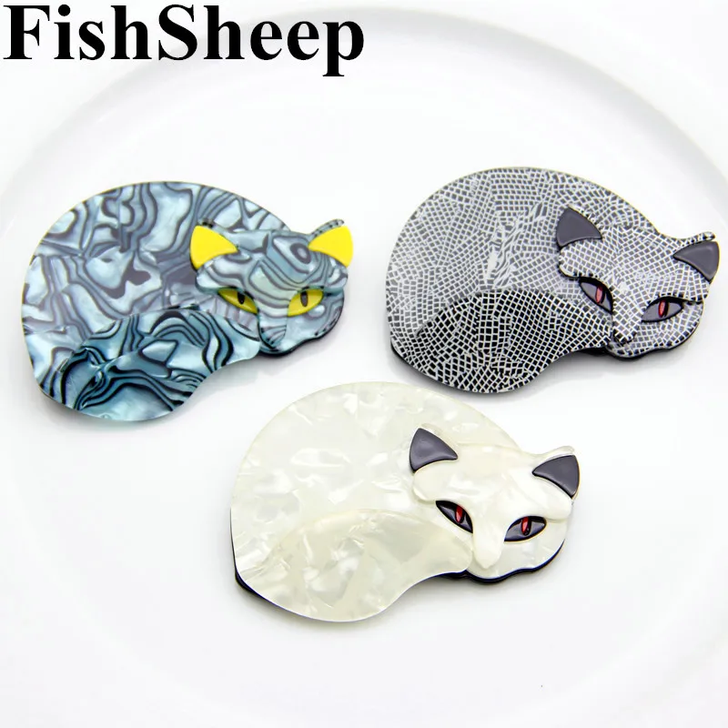 FishSheep большая лиса кошка акриловая брошь для женщин Мода Мультфильм Пластиковые заколки с животными и броши значки женские украшения для футболки