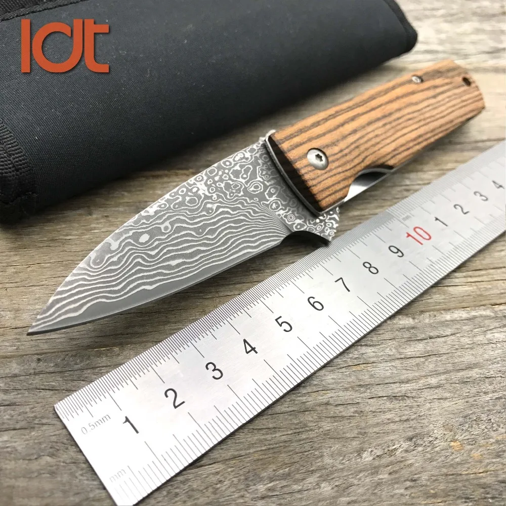 LDT складной нож с Дамасским лезвием ножи ручкой из розового дерева охотничий