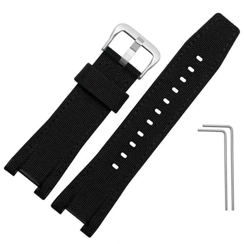 Браслет из натуральной кожи для casio GST-B100/S130/W300GL/400G/W330 GST-W120L/S120/W130L/S100/S110 ремешок для часов мужские ремешки для часов 26 мм - Цвет ремешка: nylon black