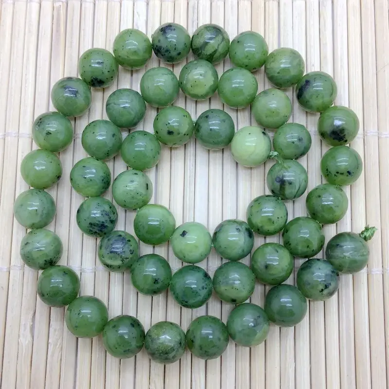 Новые бусины хорошего качества натуральный канадский зеленый нефритовый камень