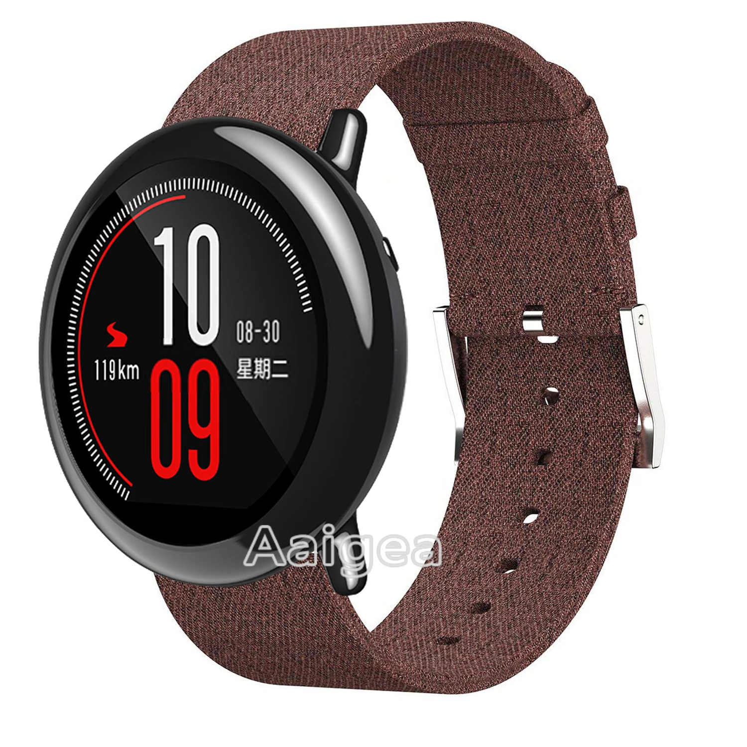 Коричневый Новейший тканый ремешок для часов Xiaomi Huami Amazfit PACE, Смарт-часы, быстрый выпуск, модный нейлоновый ремешок на запястье 22 мм - Цвет: Коричневый