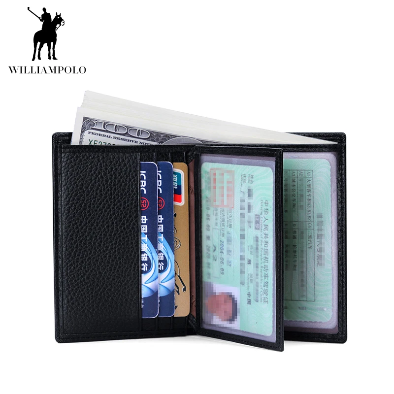 Мужской кошелек от бренда WILLIAMPOLO, Ретро стиль, короткий, натуральная кожа, ультра тонкий, маленькие держатели для карт, кошелек с записью, для мужчин, t PL185158