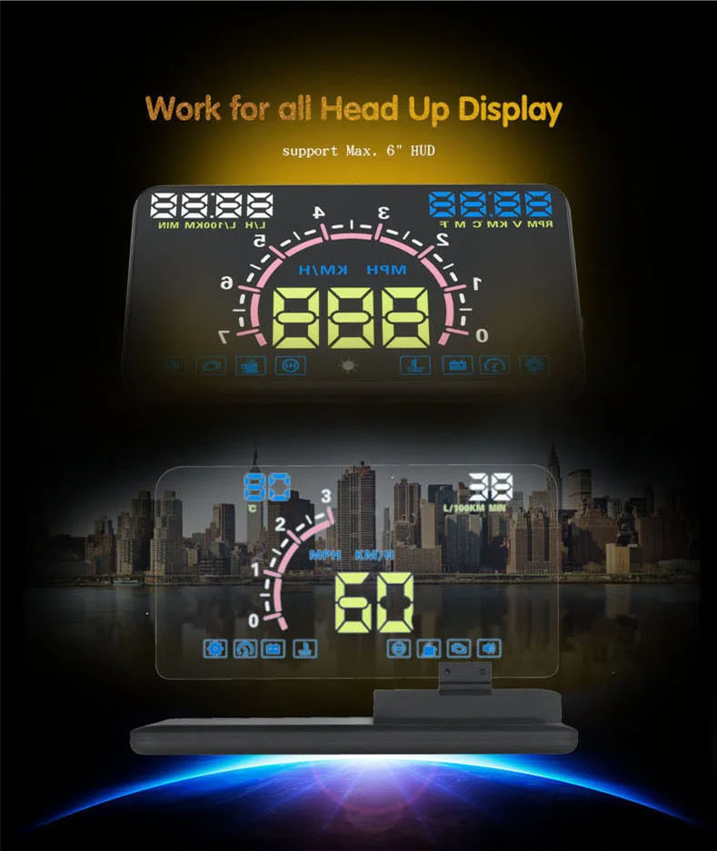 Макс 6 дюймов HD отражатель для автомобиля HUD gps навигация проектор изображение