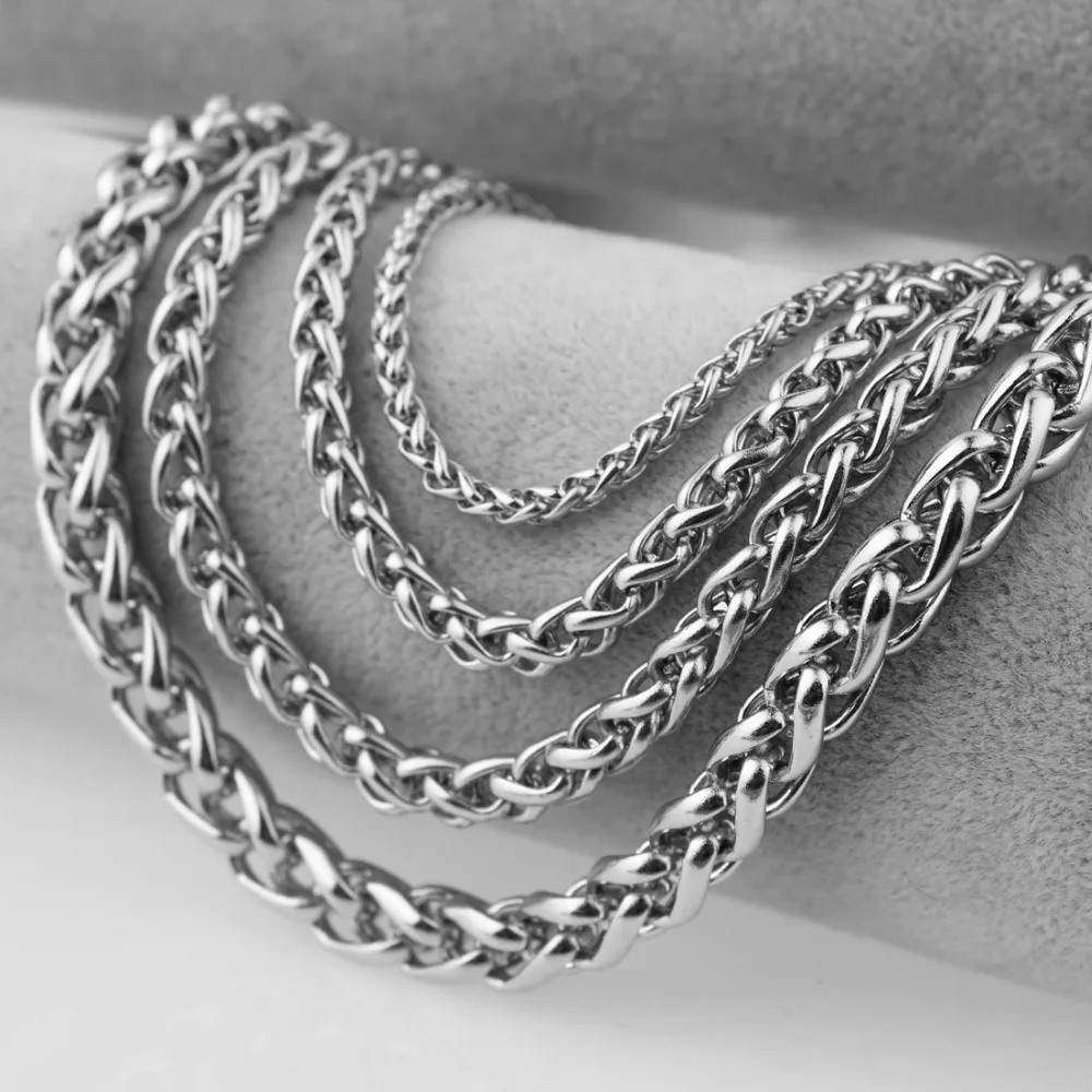 Charming 316L Stainless Steel Silver Color Wheat Braided Link Chain Men Women Necklace Or Bracelet Jewelry 7&quot-40&quot Christmas Gift |