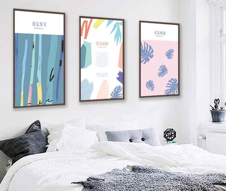 

3 Pieces Nordic Wall Art Canvas Print Painting Chinese Love Print On Canvas Wall Pictures for living room Bedroom Home Decor