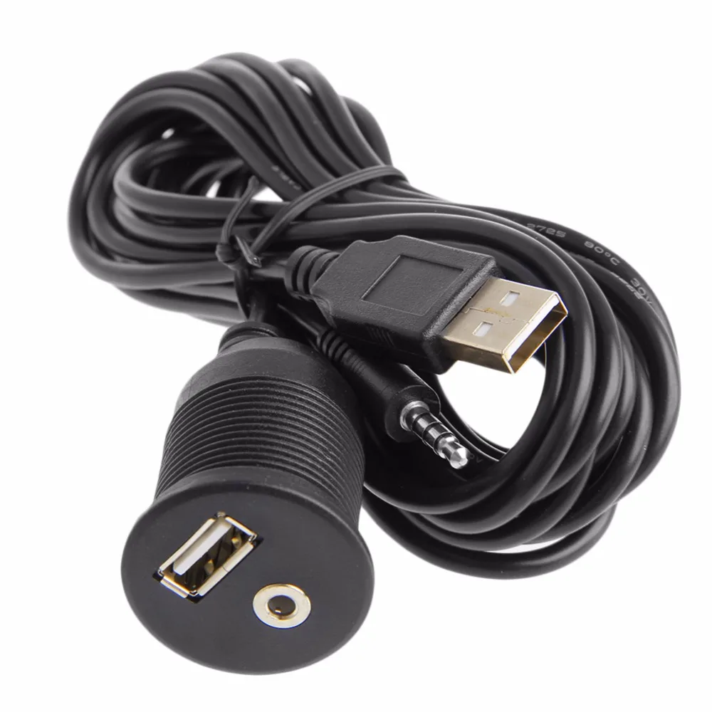 2018 автомобилей 2 м 3 5 мм приборной панели заподлицо USB 0 AUX удлинитель Панель кабель