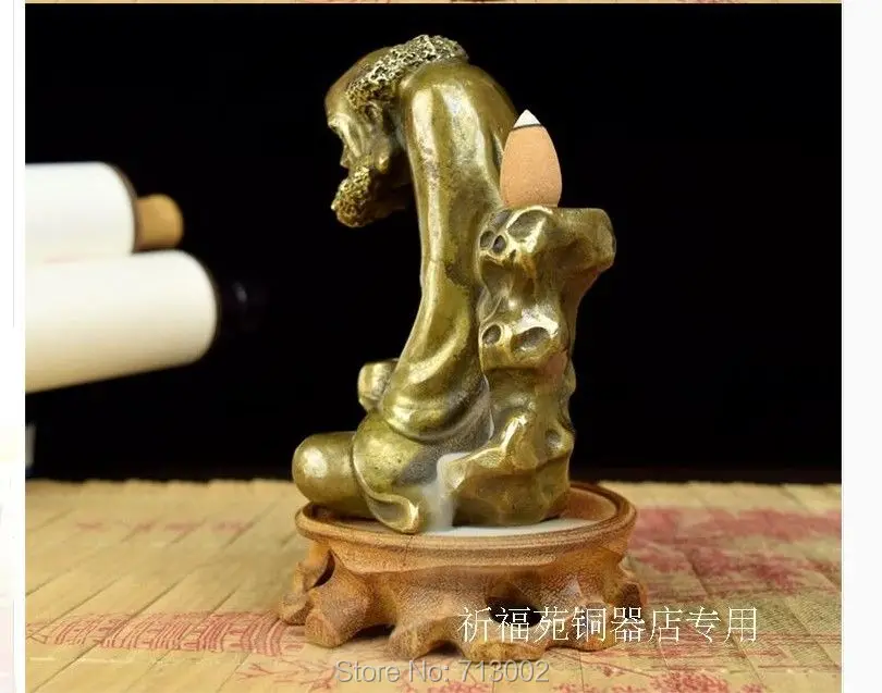 Винтажная Волшебная потоковая обратная горелка для благовоний медная Dharma с 6