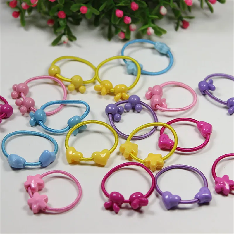 

New 50Pc Elastic Rubber hair bands Girls Bow ponytail holders headband Cartoon mixing elastic hair ring accessories