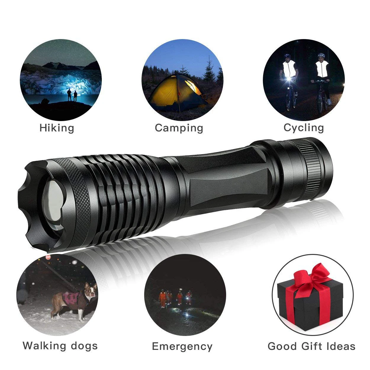 LED Flashlight Super Bright 800-1200 lumen T6 Portable Adjustable Focus 5 Modes | Бытовая техника