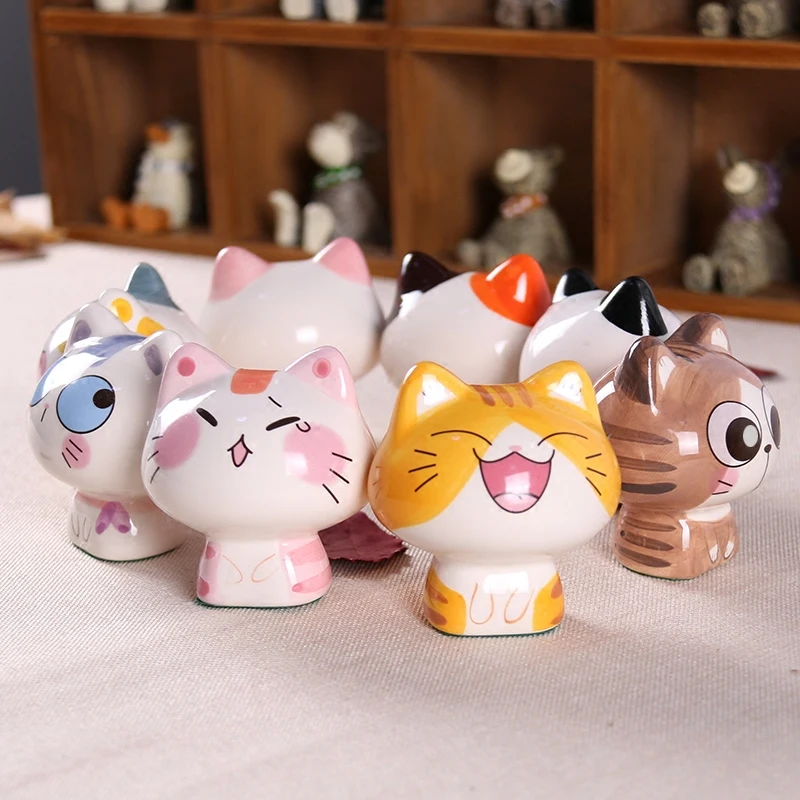 Kawaii 8 шт. керамические Манеки Неко домашний декор украшения комнаты фарфоровые фигурки животных lucky cat керамические украшения подарок